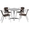 Emma and Oliver 31.5" Square Aluminum Garden Patio Table Set with 4 Rattan Chairs